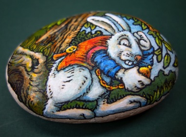 White Rabbit - Painted Rock